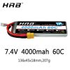 HRB Lipo 2S Battery 7.4V 4000mah - 60C XT60 T EC2 EC3 EC5 XT90 XT30 for For RC Car Truck Monster Boat Drone RC Toy — изображение 2