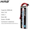 HRB Lipo 2S Battery 7.4V 4000mah - 60C XT60 T EC2 EC3 EC5 XT90 XT30 for For RC Car Truck Monster Boat Drone RC Toy — изображение 4