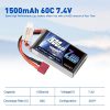 2Units Zeee Lipo Battery 2S 7.4V 60C 1500mAh with Deans Plug for RC Drone Boat RC Car Racing Hobby Specialized Lipo Battery Part FPV Battery - Image 3