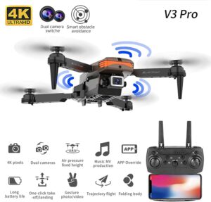 ARGIN V3 Pro Drone - with 4K Dual HD Camera for Kids Adults, RC Quadcopter WiFi FPV RC Drone with Infrared Obstacle Avoidance for Beginners Live Video RC Aircraft Christmas Party Plane - Image 2