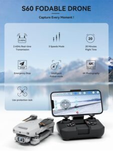 ROVPRO S60 Drone with Camera for Adults - 4K - ROVPRO Dual Camera S60 RC Quadcopter with APP Control - Obstacle Avoidance, Waypoint Fly, Altitude Hold, Follow Me, Roll Mode, Headless Mode (White) — изображение 3
