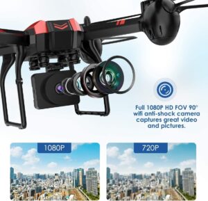 SANROCK X105W Drone - for Adults And Kids, 1080P HD Camera RC Quadcopter for Beginners, Wifi Live Video Cam, App Control, Altitude Hold, Headless Mode, Trajectory Flight, Gravity Sensor, 3D Flip — изображение 5