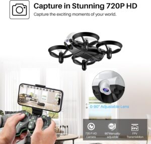 SIMREX X700 Drone with 720 HD Camera - WiFi FPV Live Video, 6-Axis RC Quadcopter, Altitude Hold & Headless Mode, Optical Flow Positioning, One Key Take Off/Land App Control with 360°Flip for Beginners — изображение 5