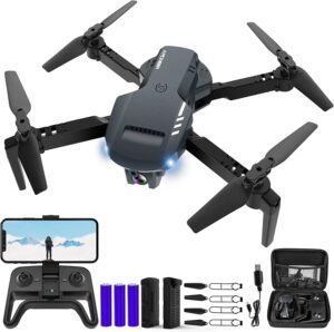 RADCLO Mini Drone with Camera - 1080P HD FPV Foldable Drone with Carrying Case, 2 batteries, 90° Adjustable Lens, One Key Take Off/Land, Altitude Hold, APP Control, 360° Flip, for Kids and Adults