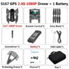 S167 Drone -  GPS 5G RC Quadcopter With 4K Camera WIFI FPV Foldable Off-Point Flying Gesture Photos Video Helicopter Toy — изображение 5