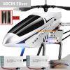 80CM RC Helicopter - Large Model 3.5CH Alloy Frame Anti-Fall All Body LED Lights 150 Meters Electric Remote Control Helicopter Toy - Image 11