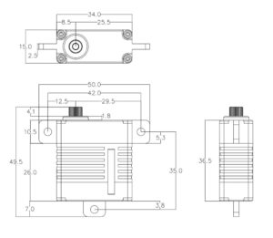 OCServo OCS-D3509 - 8.4V 32kg.cm 48g 0.09S/60° coreless Motor High Torque Servo Steel Gear All CNC Case Wing servo - Image 5